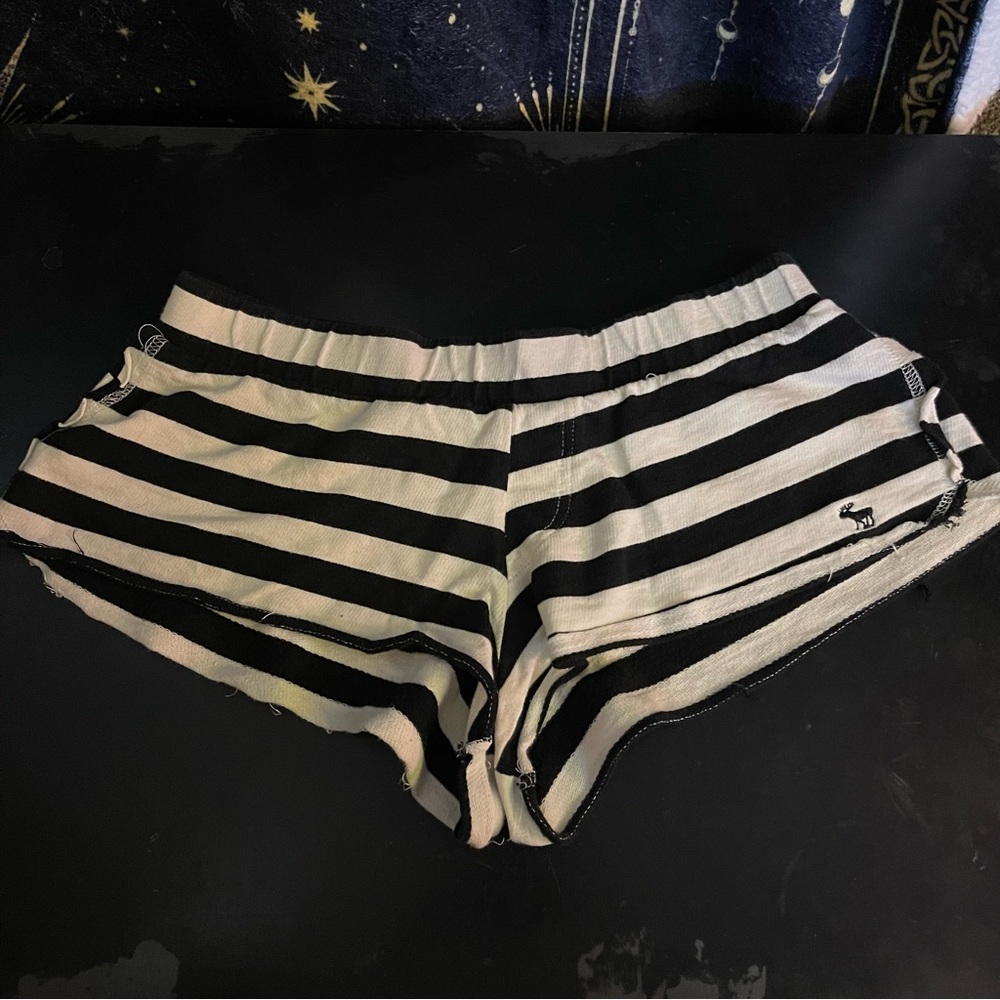 Abercrombie Black & White Striped Booty Shorts
